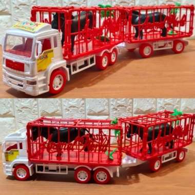 mainan truk kontainer gandeng muatan hewan -mainan edukatif -kado anak