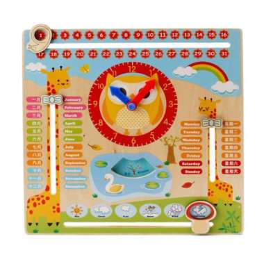 mainan edukasi owl calendar clock board montessori