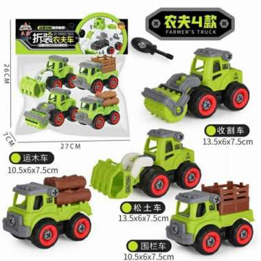 mainan mobil bongkar pasang farm traktor