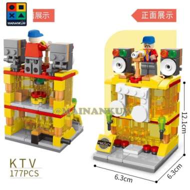 mainan anak perempuan mainan block 3d ayam goreng toko model street Multicolor