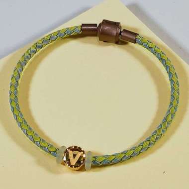 Gelang Tali Inisial Huruf V Bulat Koleksi Josean Elegant Emas Asli