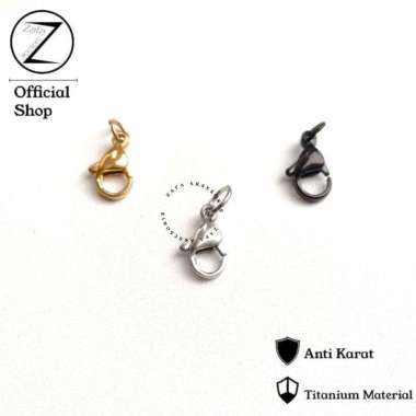 Zafa Pencapit Pengait Kalung Gelang Titanium Anti Karat Black Silver Gold Black