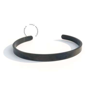 Zafa Gelang Titanium Pria Wanita Anti Karat Adjustable - Eclat Bangle Black