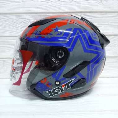 HELM KYT GALAXY FLAT R STAR GORILLA GREY DOUBLE VISOR HALF FACE L