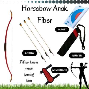 Busur Panah Horsebow Horse Bow Fiber Anak TK merah