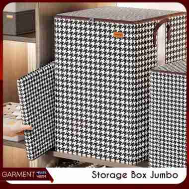 Storage Box Lipat Jumbo Kuping Tempat Penyimpanan Baju Selimut Bed Cover Mainan Anak Resleting 2 Ara