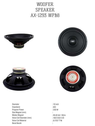 Promo Terbatas !!!!! Speaker Woofer Audax Ax 1293W Speaker 12Inch Audax Ax 1293 W Original Multicolor