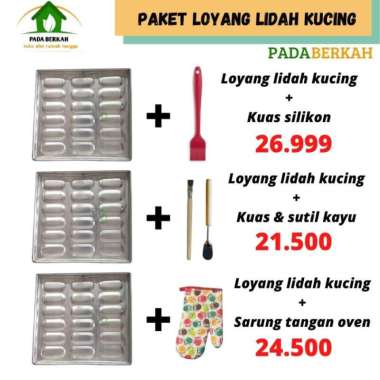 Loyang Kue Lidah Kucing 18 Lubang Alumunium Anti Lengket Paket Hemat Loyang+kuas