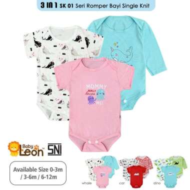 Jumper Bayi BABY LEON Jumpsuit Bayi Cotton SERI-SK01 SERI-SK02 GY-051 Sleepsuit Bayi Baju Anak Bayi 