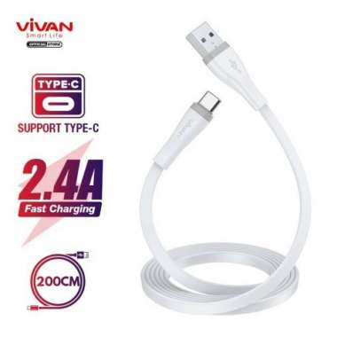 Vivan SC200S 2.4A 200cm USB-C Data Cable Quick Charge 2M Multicolor