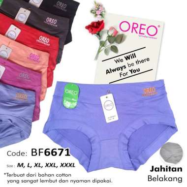 (6pcs) CD dewasa celana dalam perempuan wanita OREO BF 6671 coolmax XXL Random