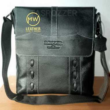 Mivaso Tas kulit asli pria original 100% merk ROZZER Hitam