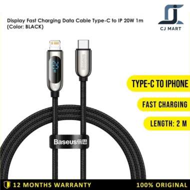 Baseus Display Kabel Charger USB Type C to Lightning Display 20W Hitam I 2m