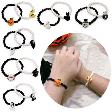 Gelang Couple Halloween Sepasang Bracelet Karakter Casper Pumpkin Scream Wizard Snowman Gelang Pasan