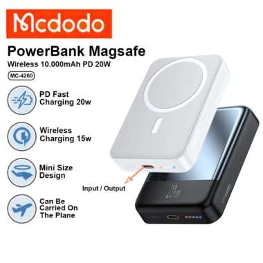 MCDODO Powerbank Wireless Magnetic Magsafe PD 20W Fast Charging 426 Putih