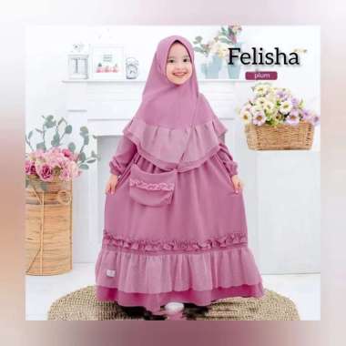 Baju Anak Perempuan Terbaru FELISHA SYARI KIDS Bahan Syakila Mix Tile Dot Free Hijab Baju Gamis Anak
