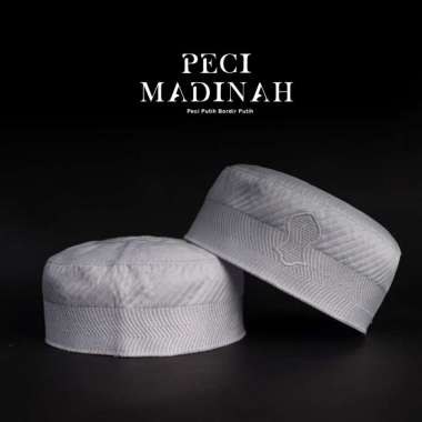 Katsae Peci Bordir Terompah Peci Haji Putih Polos Bordir Madinah 8 FULL PUTIH