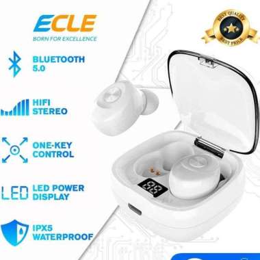 (NEW) ECLE White TWS Wireless FreeBuds Earphone Bluetooth Headset Power Display HiFi Stereo
