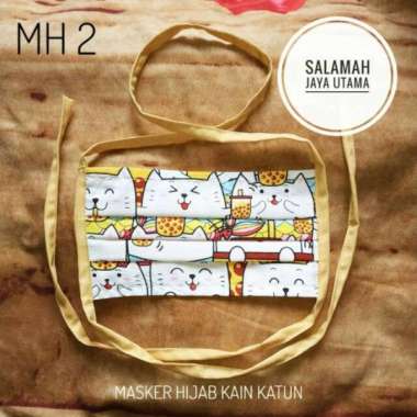 Masker Hijab Kain Full Katun / Masker Kain Katun Motif Motif Putih