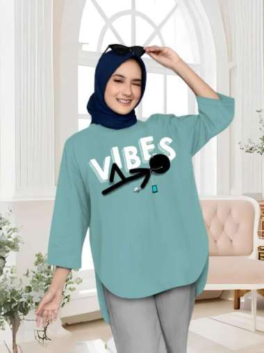 JESLA FASHION Baju Atasan Wanita Terbaru VIBES BLOUSE Bahan Kaos Katun Combed Apk Sablon Baju Atasan