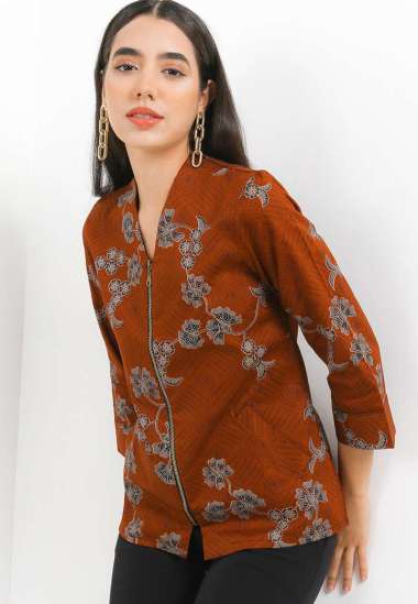Batik Arjuna Weda Blouse Batik Sekar Jagad 18B261073 Wanita - COKELAT L COKELAT