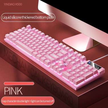 Gaming Keyboard Mechanical Feel Pink Ungu Girl Cute LED backlight Portable gamen Mekanikal kybord an