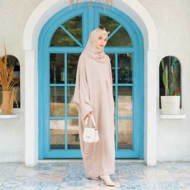 Evilya Abaya Oversize Batwing Gamis Umroh Dress Haji Jumbo Mocca