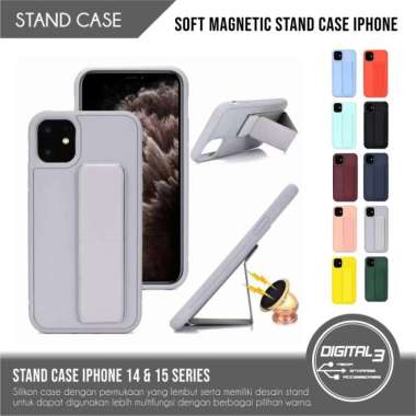 Kick Stand Case Magnetic Bumper TPU Casing Iphone 14 15 Max Pro Plus 15 PRO cokelat