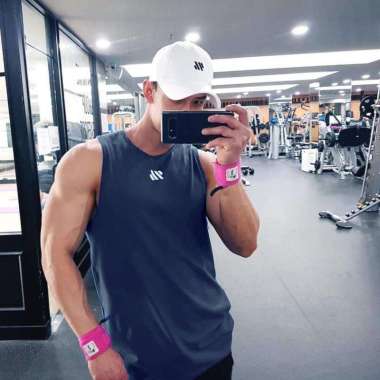 GST SL380 Singlet GYM - Kaos Gym Fitnes - Baju Training Fitness Pria M- Navy