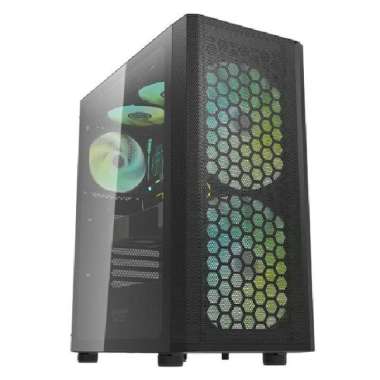 Casing PC ATX Darkflash DK360 Black & White + 3x Rainbow Fan | PC Case Hitam