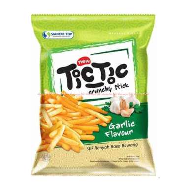 Tictic Crunchy Stick 70gr Rasa Bawang Putih Asli Flavour Rasa Saos Sambal 1x