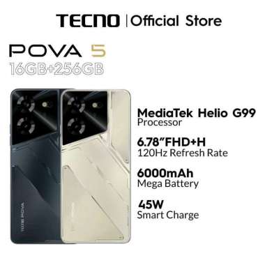 Tecno Pova 5 8+8GB/256GB Garansi Resmi Black