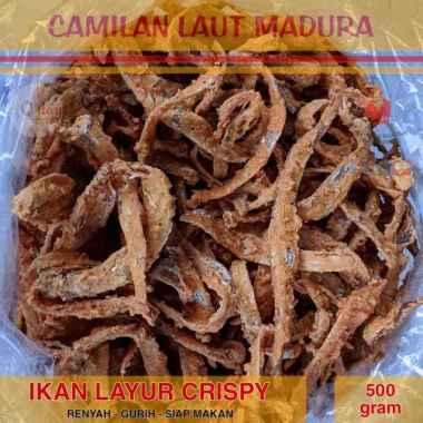 IKAN LAYUR CRISPY Siap Makan Renyah Gurih 500 gram Oleh-oleh Khas Camilan Laut Madura Surabaya Snack