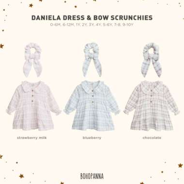 DANIELA DRESS - BLUEBERRY, CHOCOLATE, STRAWBERRY MILK 7-8Y - BLUEBERRY