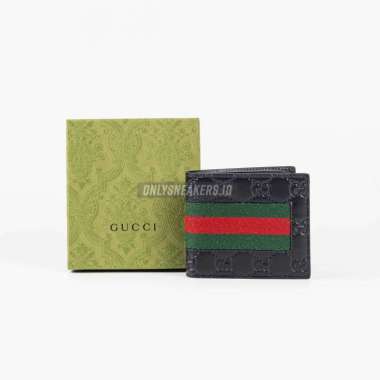 GUCCI SIGNATURE WEB WALLET BLACK (100% AUTHENTIC)