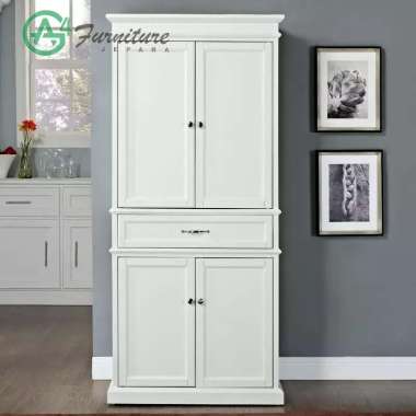 Lemari Dapur Piring Minimalis Putih Kayu Mahoni