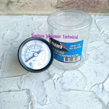 1/8" 12 BAR Pressure Gauge Manometer Angin Kompresor Drat Belakang