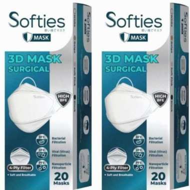 Masker softies surgical mask 3D 4ply isi 20 earloop convex softies