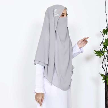 KHIMAR SYARI Mariposa Butterfly Niqab Cadar Jilbab Syari Khimar Jumbo Semua Ukuran Abu