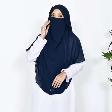 KHIMAR SYARI Mariposa Butterfly Niqab Cadar Jilbab Syari Khimar Jumbo Semua Ukuran Navy