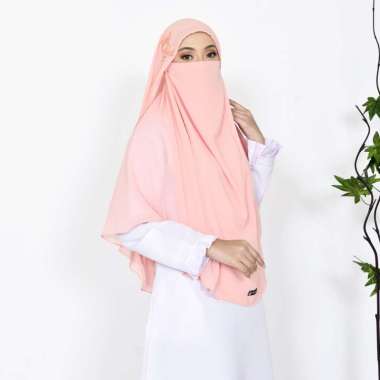 KHIMAR SYARI Mariposa Butterfly Niqab Cadar Jilbab Syari Khimar Jumbo Semua Ukuran Peach