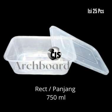 Thinwall DM Rect 750ml + Tutup / Thinwall Panjang / Kotak makan 750 ml (Isi 25 Pcs)
