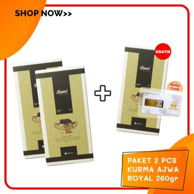 Kurma Ajwa Royal 260gr 2pcs (Free Ajwa Royal 260gr & Free Baby Gold) Kurma Ajwa Al-Madinah |  Bergar