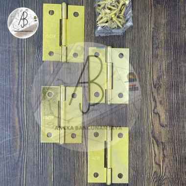 Engsel Tipis KUNING 2" (1Set/4Pcs) / Engsel Kupu-Kupu Lemari Kuning