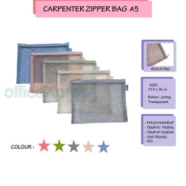 Zipper Bag A5 / Tempat Pensil / Zipper Map / Tas Jaring Resleting / Pouch Dompet A5 Pink