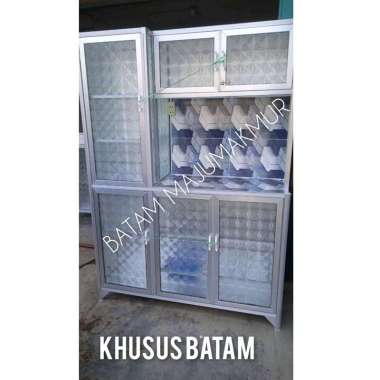 RAK PIRING 3 PINTU BOX KERAMIK KACA POLOS / KITCHEN SET DAPUR KACA