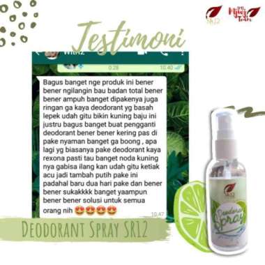 DEODORANT SPRAY SR12 BPOM 100% ORIGINAL - BEBAS BAU BADAN - MENCERAHKAN KETIAK - BAJU TIDAK BERNODA 