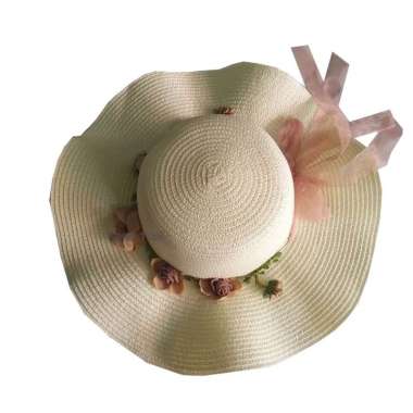 Promo-terlaris!!! Topi pantai anak, mahkota bunga, Lili, pita bergelombang Lis Mahkota BW