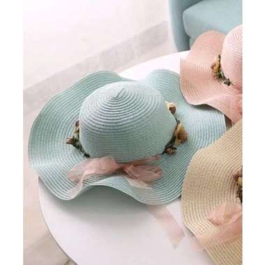 Promo-terlaris!!! Topi pantai anak, mahkota bunga, Lili, pita bergelombang Lis Mahkota Tosca