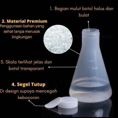 Tabung Ukur Lab Ukuran Besar Bentuk Labu Kerucut Erlenmeyer Flask Gelas Ukur dan Tutup 1000 ML